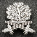 Ribbon Badge - Silver Oak Leaves With Swords and Diamonds