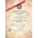 German Cross in Gold Award Certificate - Customised